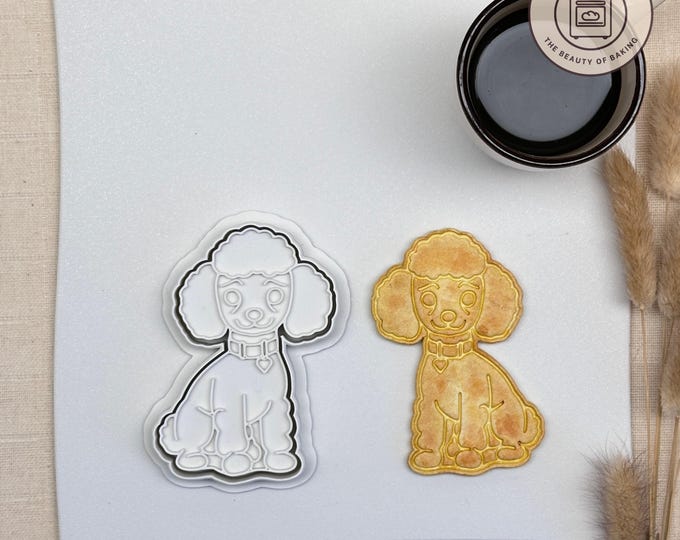 French Poodle Cookie Cutter | Pet Birthday | Paw Print Cookie Stamp