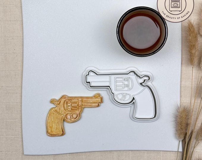 Revolver Pistol Cookie Cutter | Retirement Party | Professional Pastry Stamp