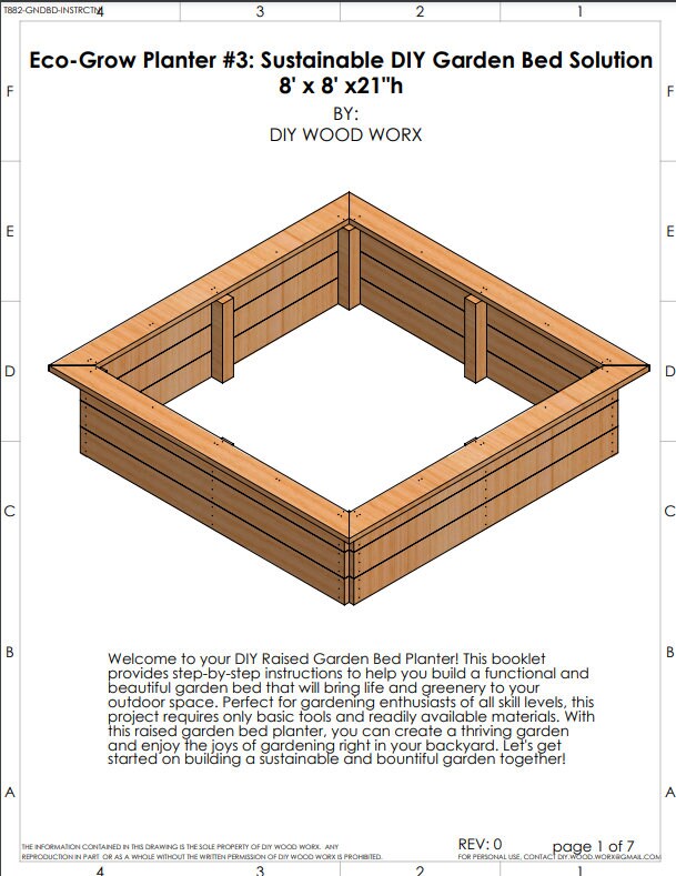 8'x8' DIY Raised Garden Bed Blueprints Cultivate Your Etsy Canada