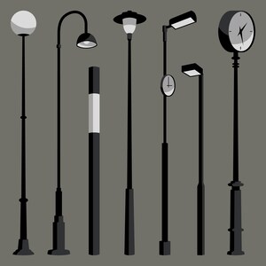 Street Lights Flat Vector | Digital Download | Clipart | Adobe Illustrator - EPS - PNG - SVG