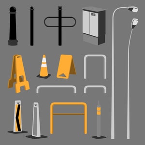 Street Elements Flat Vector | Digital Download | Clipart | AI - EPS - PNG