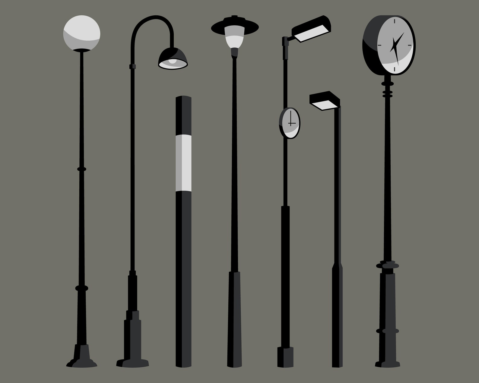 Street Lights Flat Vector | Digital Download | Clipart | AI - EPS - PNG ...