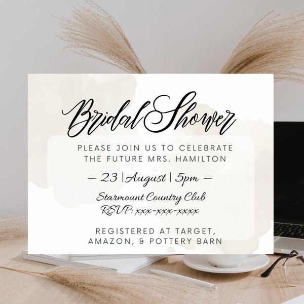 Bridal shower - neutral invitation - minimalist shower invite - organic modern bridal shower invitation - neutral bridal shower -