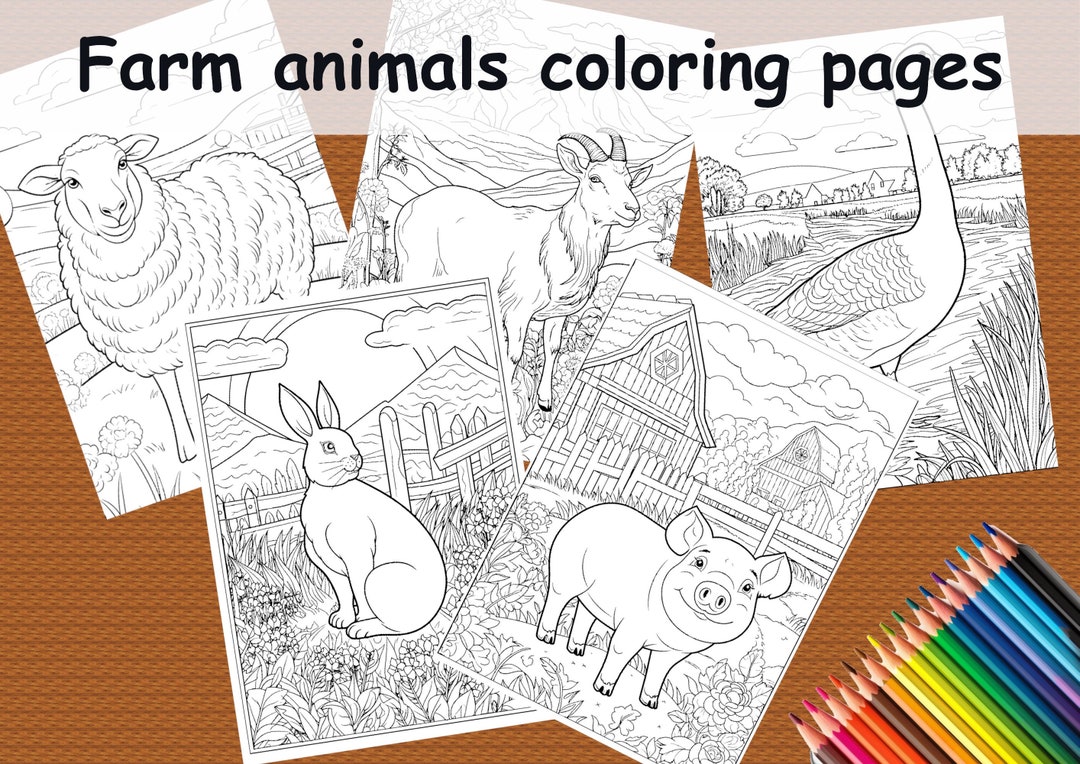 Printable Farm Animals Coloring Pages for Kids or Adults. 20 Pages ...