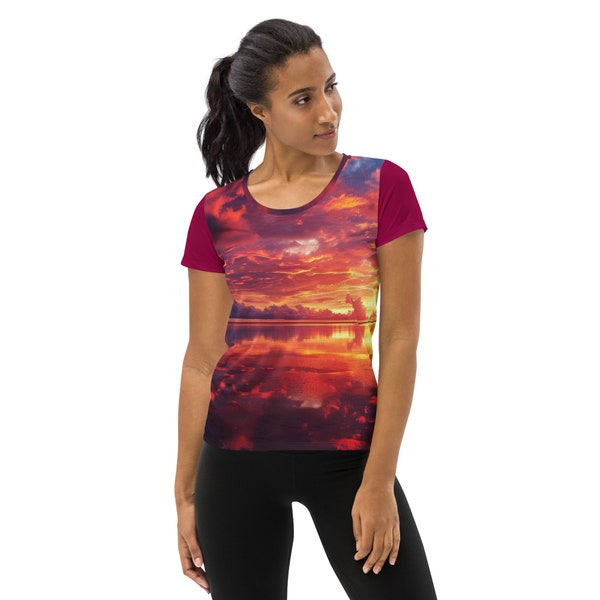 Sunset Horizon Women's Athletic T-shirt Bliss