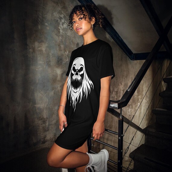 Hauntingly Chic Halloween T shirt Dress Etsy