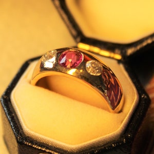 Antique Ruby & Diamond Trilogy Gold Ring