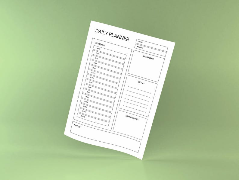 Printable Daily Planner PDF – A4 A5 Letter Sizes | Minimalist Black ...