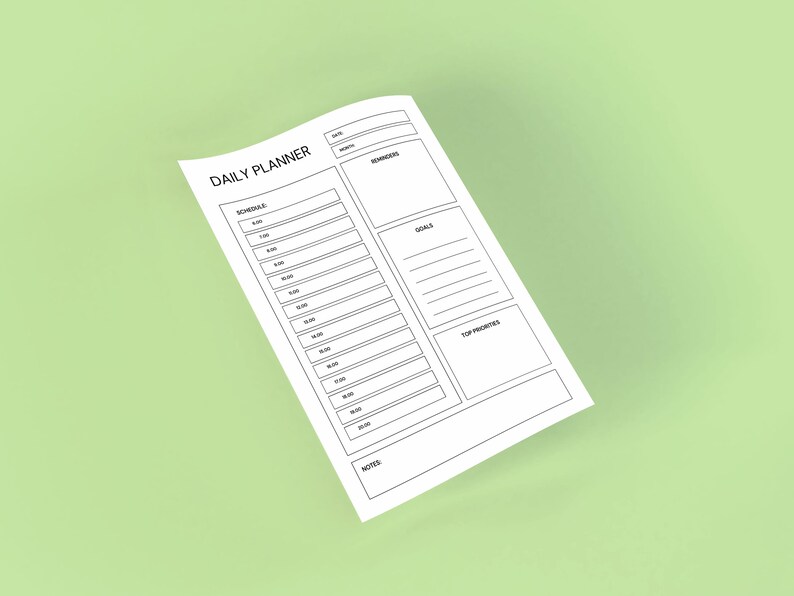 Printable Daily Planner PDF – A4 A5 Letter Sizes | Minimalist Black ...