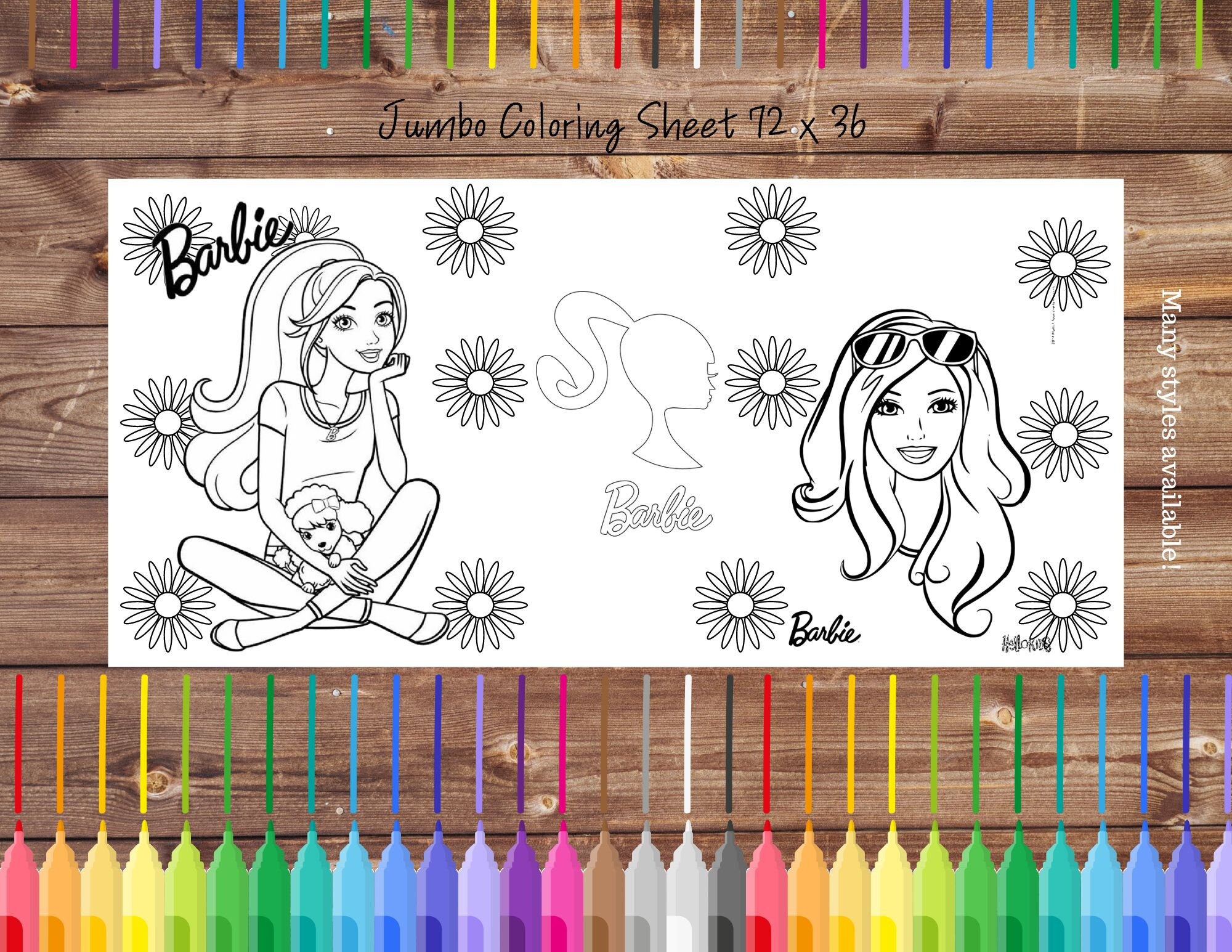 Barbie Jumbo Coloring Sheet, Barbie Giant Activity, Barbie Theme Party ...