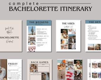 Bachelorette Itinerary Digital Template | Bachelorette Visual Planner | Edit on Canva | Customizable for Mobile, Desktop, Neutral Desert
