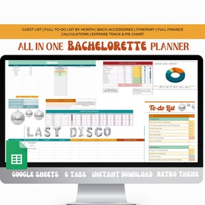 GROOVY Bachelorette Planner - Google Sheets | 7 Tabs | Finance | Itinerary | Checklist