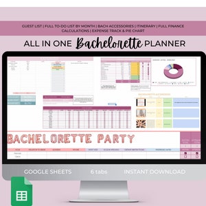 COMPLETE Bachelorette Party Planner - Google Sheets - Digital Planner - Budget Tracker, To-Do List, Itinerary, & more!