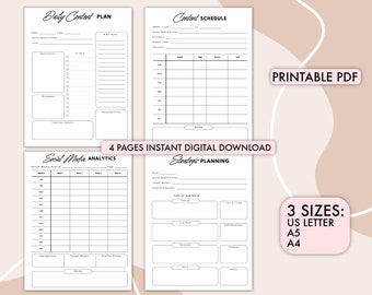 Social media planner, Instagram planner, Social media content, Marketing planner, Youtube planner, Content creator, Social Media Kit
