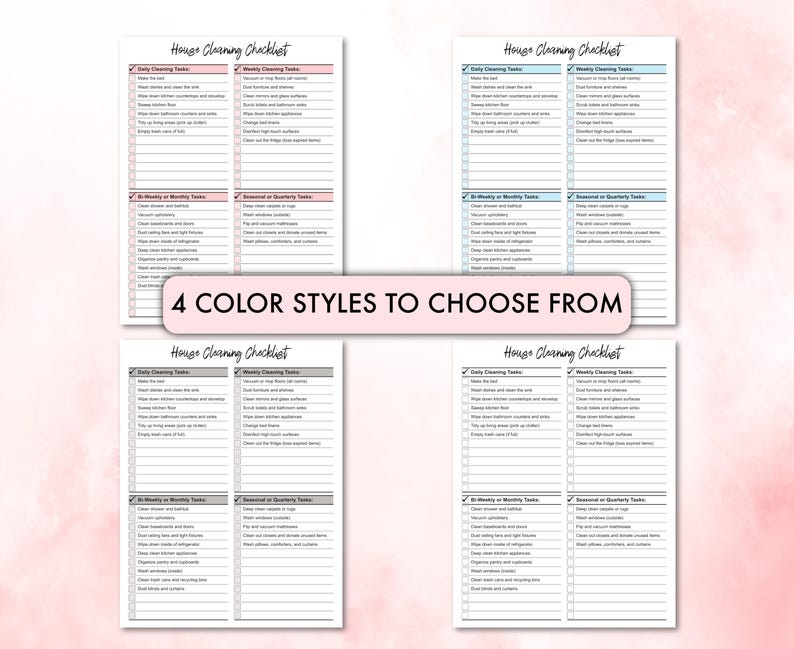 House Cleaning Checklist | Printable Home Cleaning Planner | Organize ...