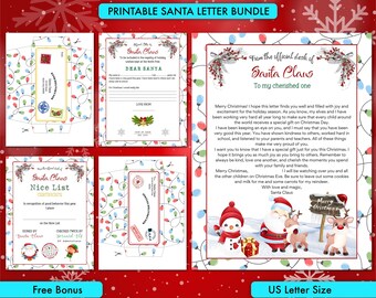 Letter from Santa Template, Printable Santa Letter, Christmas Letter Templates, Printable Santa List, Letter To Santa Template Bundle