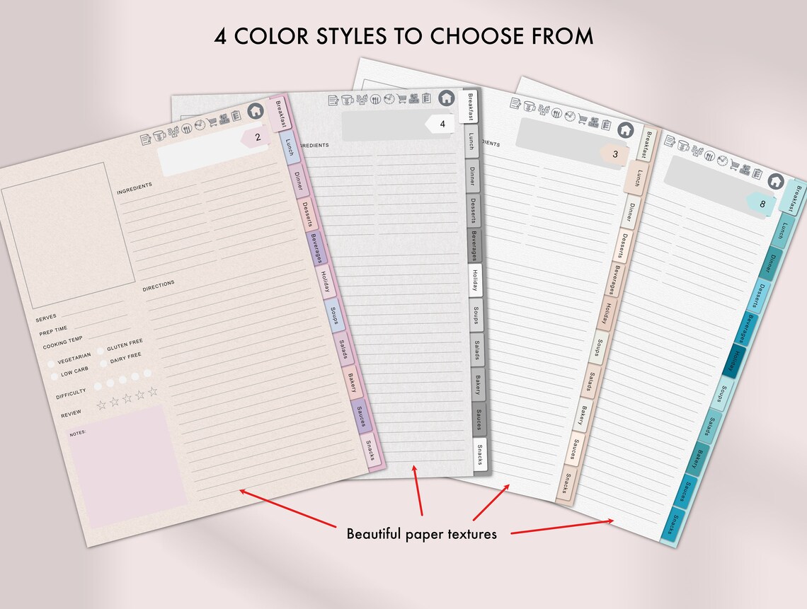Digital Recipe Book for Goodnotes, Recipe Planner, Goodnotes Recipes