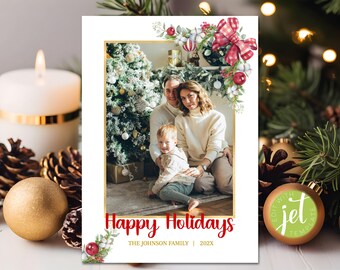 Christmas Holiday Card 5x7 | Festive Greeting Card | Personalized Merry Christmas Card | Customizable Merry Christmas Card |  Holiday Wishes