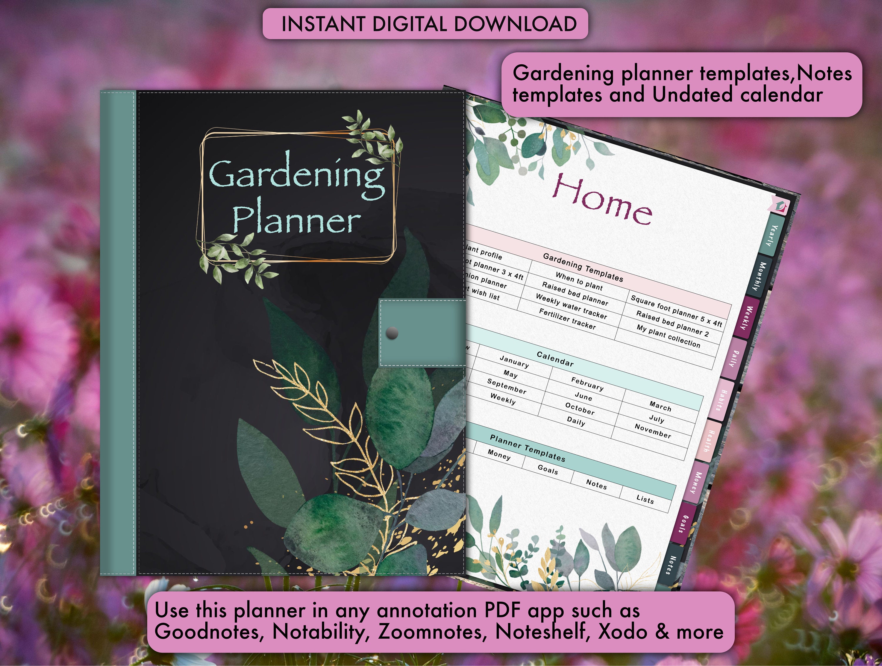 Garden Journal, 3 Ring Full Page 8.5x11 Binder. Seed Packet Organizer Kit, Perfect Planner & Almanac & Notebook for Gardeners, Ideal Gift for