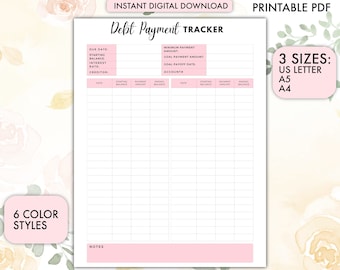 Debt Payment Tracker, Debt Tracker Printable, Debt Payoff Log, Budget Planner, Debt Payoff Tracker Printable, Debt Payments, Finance Planner
