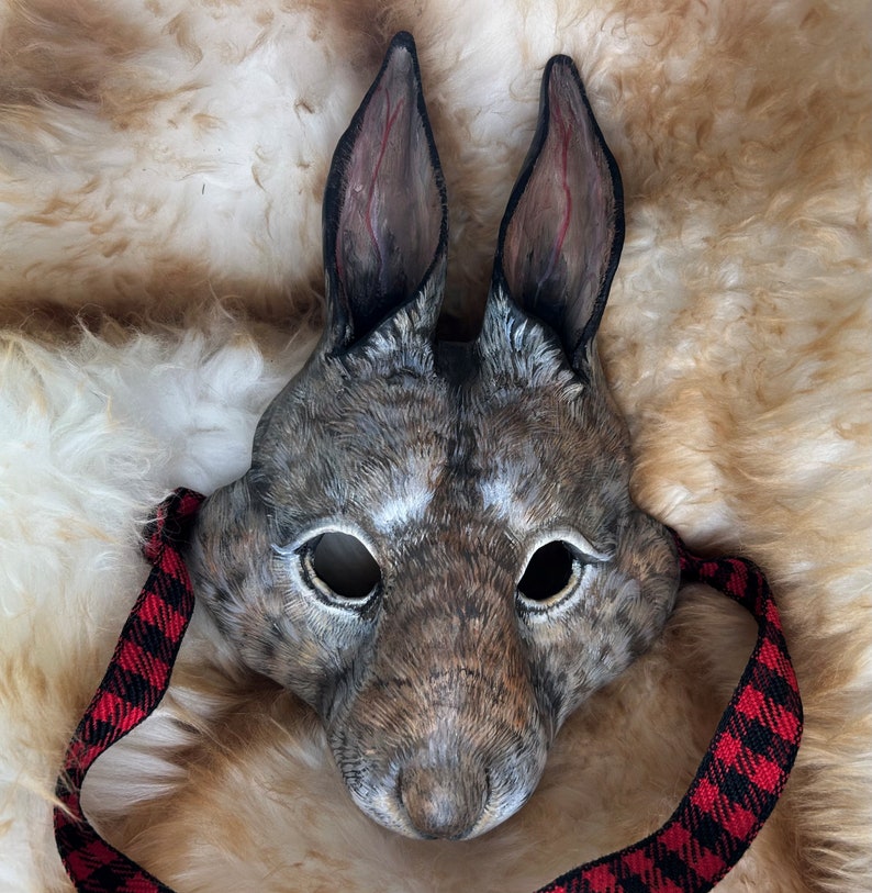 Rabbit Papier-mache fine art sculpture mask. Paschal the Hare. image 6