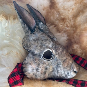 Rabbit Papier-mache fine art sculpture mask. Paschal the Hare. image 3