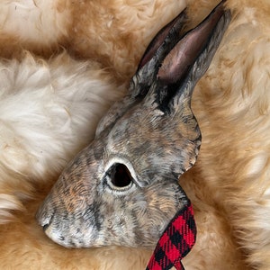 Rabbit Papier-mache fine art sculpture mask. Paschal the Hare. image 2