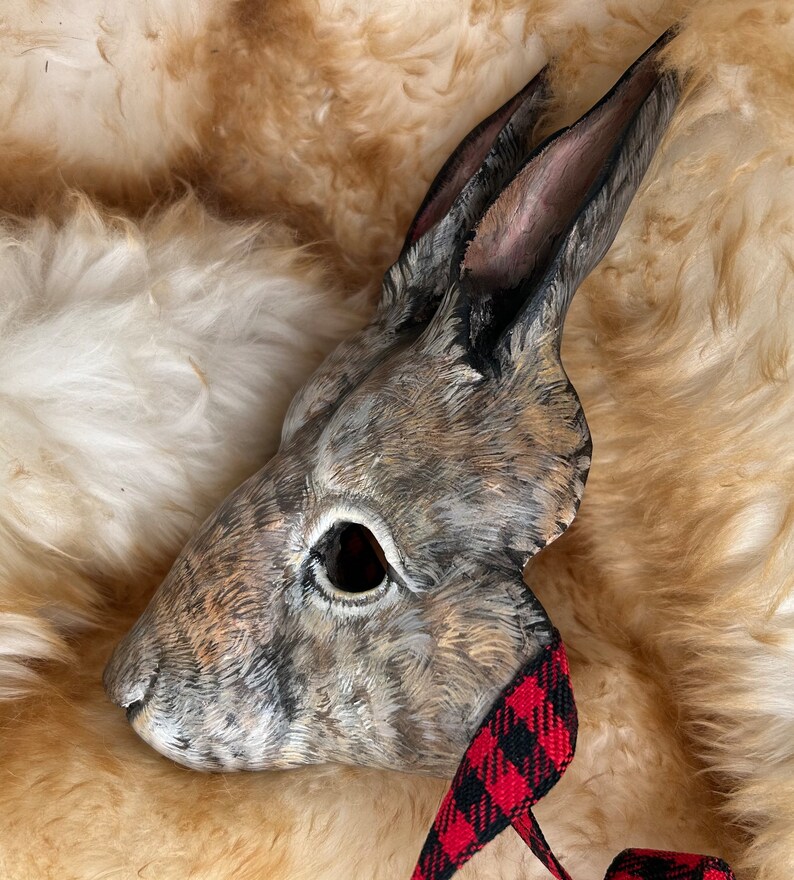 Rabbit Papier-mache fine art sculpture mask. Paschal the Hare. image 2