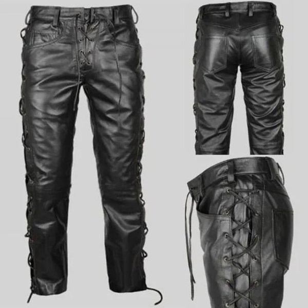 Leather Pants Lace Up Etsy UK