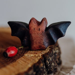 Wooden bat figure, handmade toy