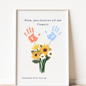 Mother’s Day Handprint Flower Bouquet | Printable DIY Gift from Kids | Digital Download | Cute Mother&#39;s Day Craft for Preschool & Home