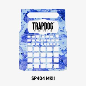 May include: A blue and white floral skin for the Roland SP-404 MKII sampler. The skin features a floral pattern with blue flowers and leaves on a white background. The skin also includes the text "TRAPDOG PRODUCER'S PLUG" in black.