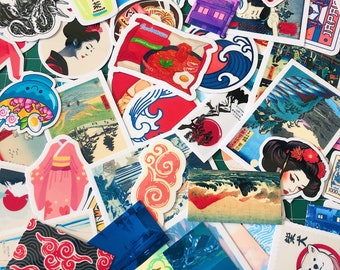 Japanese Ukiyo-e Art Sticker Pack / Japan Aesthetic Sticker Set / Japanese Laminated Vinyl Sticker Bundle
