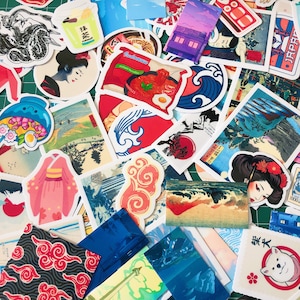 Japans stickerpakket ukiyo-e-kunst / Japanse esthetische stickerset / bundel Japanse gelamineerde vinylstickers