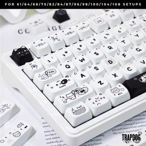 Happy Kitten Artisan PBT Keycaps | MAO Profile For MX Switches | 138-Key Custom Set for Mechanical Keyboard | Cute Dye-Sub Keycaps
