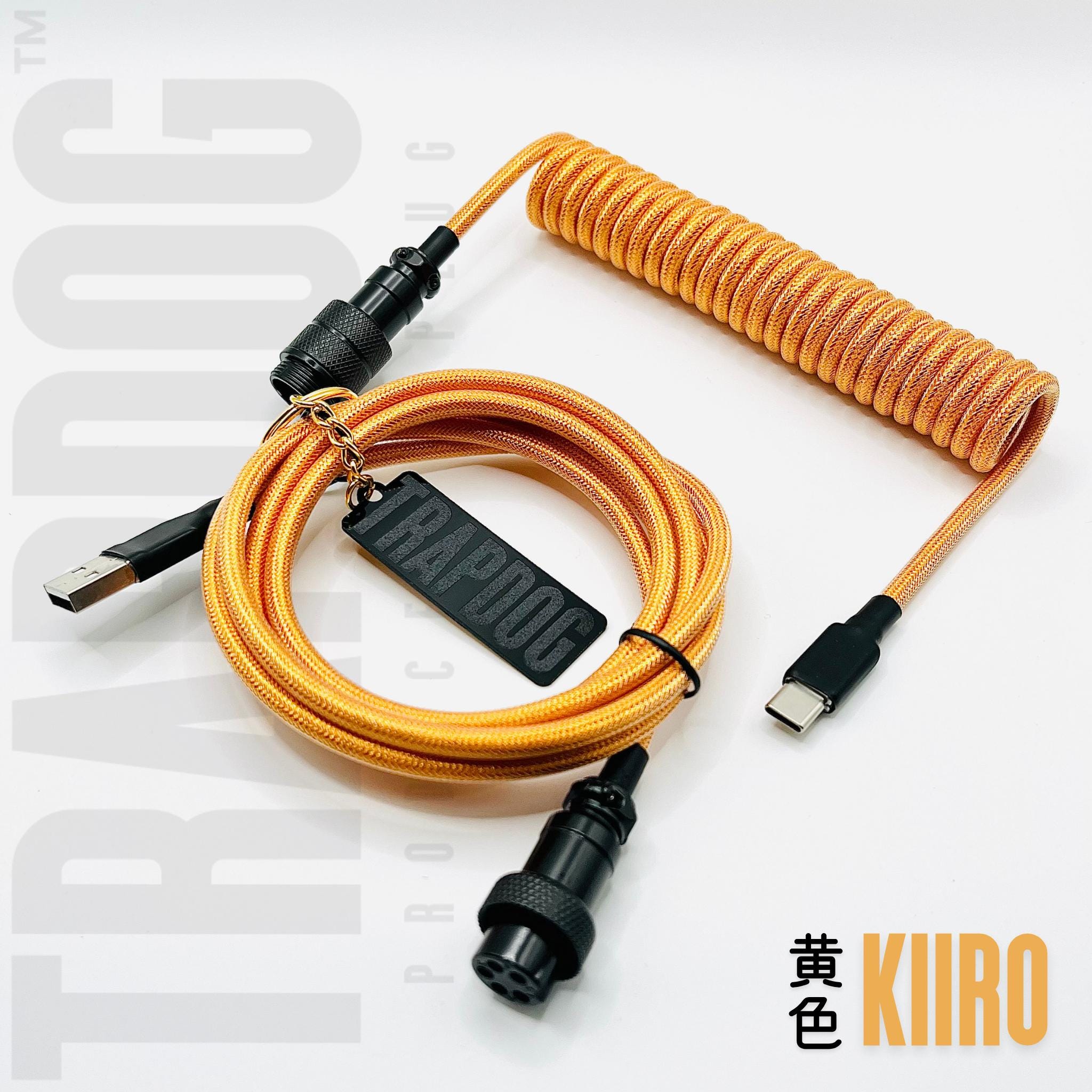 TRAPDOG® 'KIIRO' Pro Coiled Keyboard Cable + FREE Aesthetic Sticker Pack of Your Choice #19