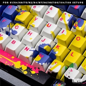 Retro Graffiti PBT Artisan Keycaps | Cherry Profile For MX Switches | 141-Key Custom Set for Mechanical Keyboard | Cute Dye-Sub Keycaps