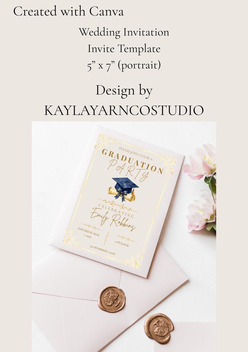 Elegant Graduation Invite Template | Editable Digital Download - Etsy