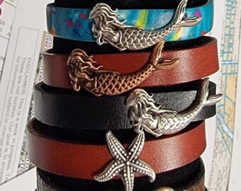 Bracelets coulissants en cuir de sirène