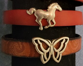 Bracelets coulissants papillon en cuir