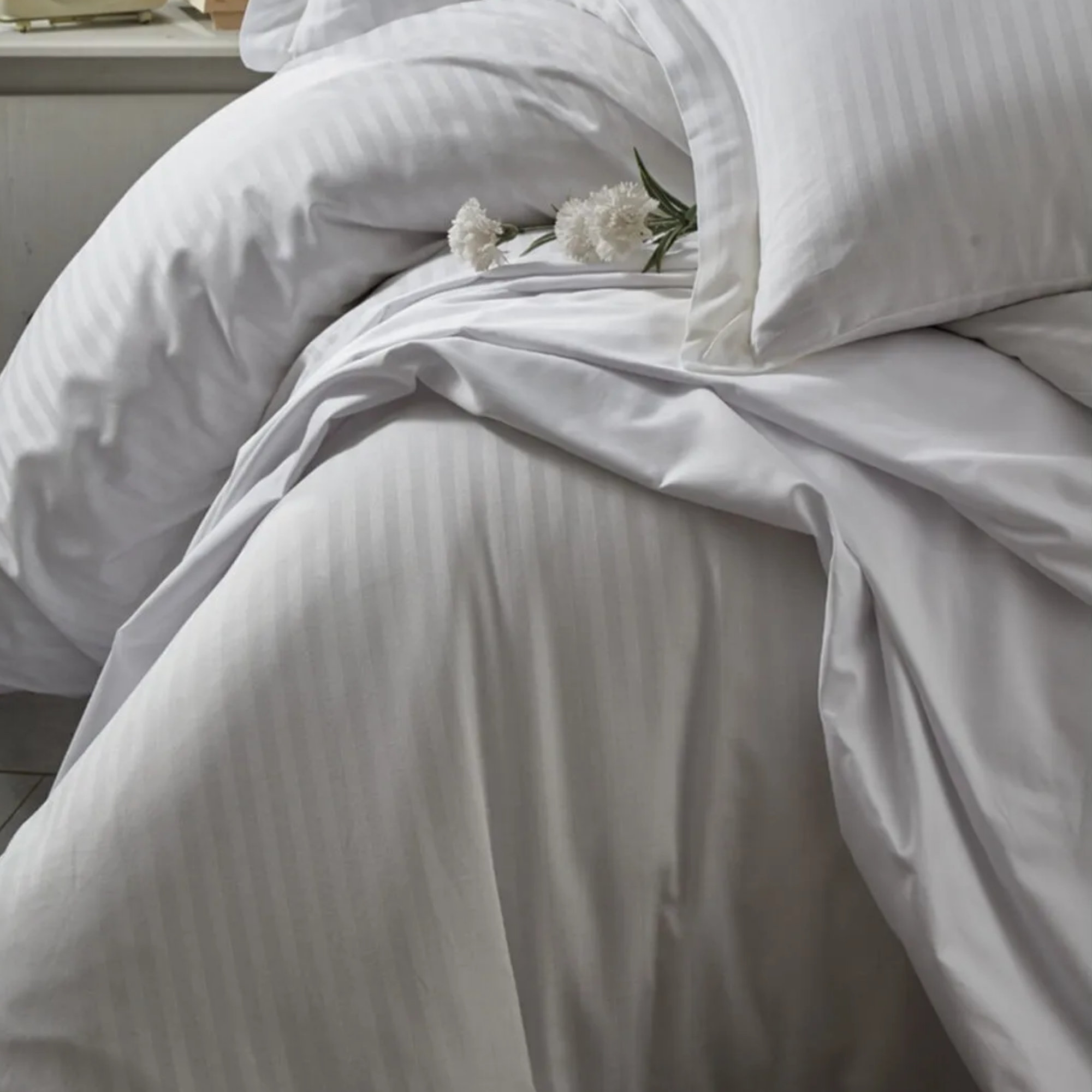 White Striped Duvet Cover Set Cotton Satin Duvet Cover Set Etsy Australia