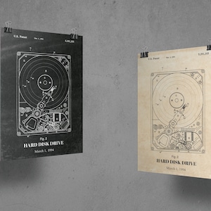 Harddisk Patent Wall Art Computer Part Patent Poster Office Gift For Geeks Vintage Wall Hangings For Programmer Gift