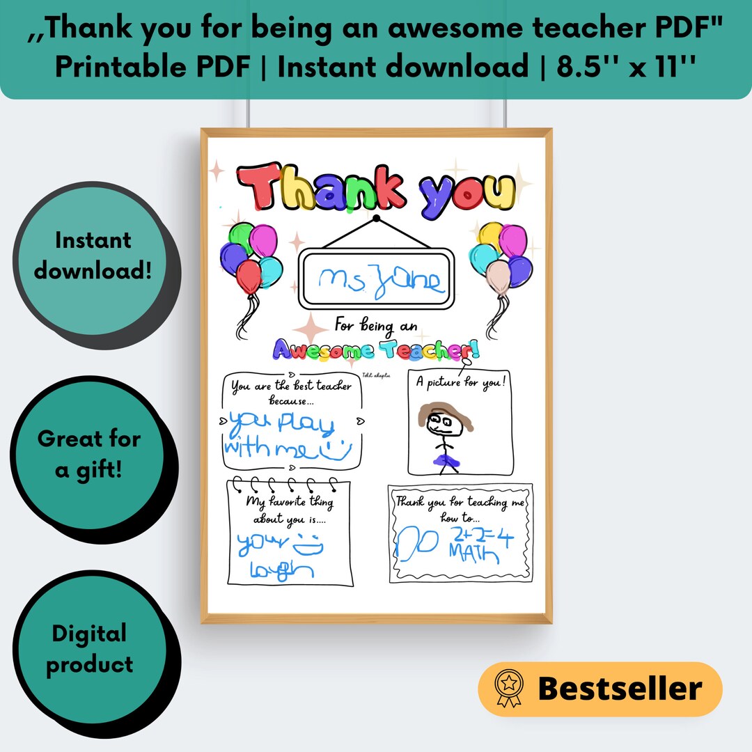 Teacher Appreciation Week Printable All About My Teacher - Etsy