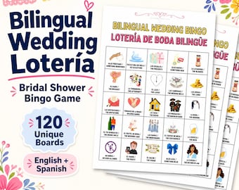 Bilingual Bridal Shower Bingo | Wedding Loteria de Boda Game (Digital Download)