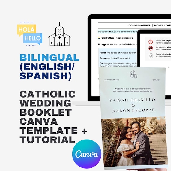 Bilingual Catholic Wedding Program Template: Spanish & English Mass Booklet (Digital Download)