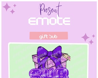 Cute Purple Present Twitch Gift Sub Emote!! stream affiliate subscription