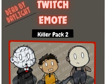 Transparent DBD(dead by daylight) Kawaii cute killer emotes, twitch streamers and discord servers bubba trapper and pinhead chibi emote pack