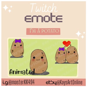 ANIMIERT!! Ich bin ein Kartoffel Twitch und Discord Emote Pack! Kawaii Kartoffeln ! für Discord Server oder Streamer mit