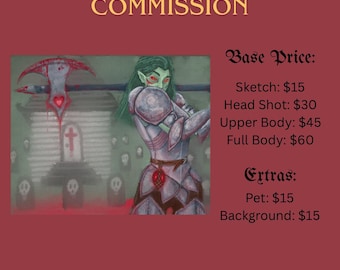 Encargo de arte de personaje de D&D personalizado: Retrato digital dibujado a mano (descarga A4)