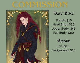 Encargo de arte de personaje de D&D personalizado, retrato de fantasía (descarga digital tamaño A4)